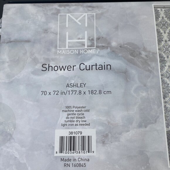 Maison Home Ashley Shower Curtain 70 x 72 Grey Yellow Mandala Design - Picture 3 of 5